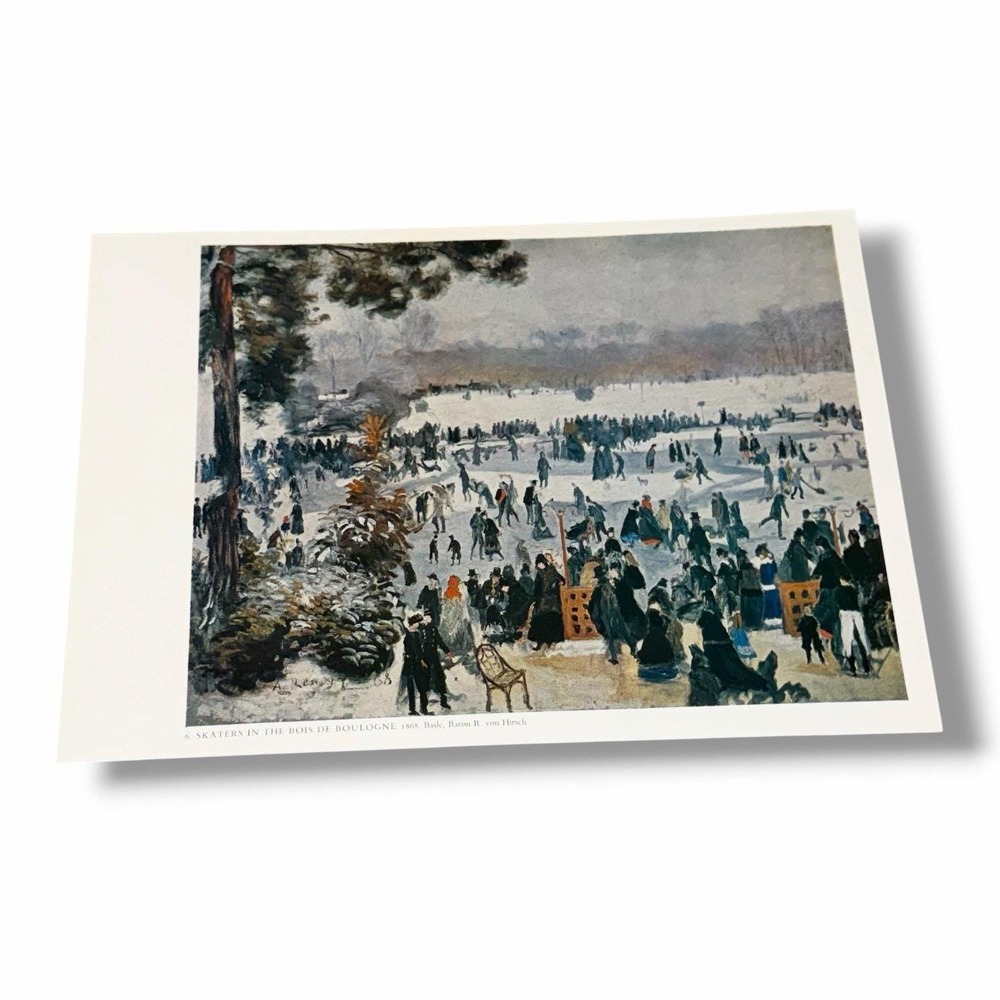 Vintage Art Book Plate Illustration Skaters at the Bois de Boulogne Renoir AD